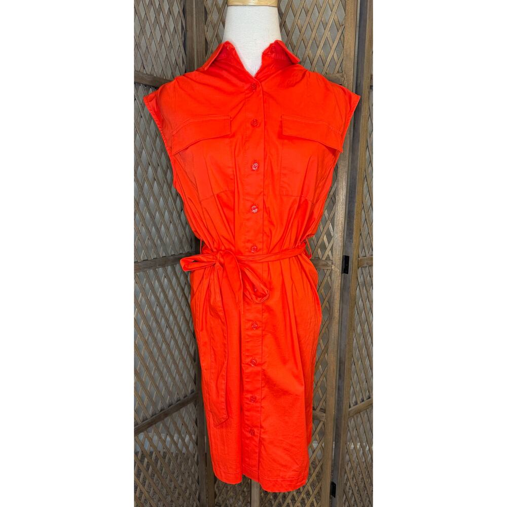 Donna Morgan Utility Orange Belted Shirt Dress sz 2